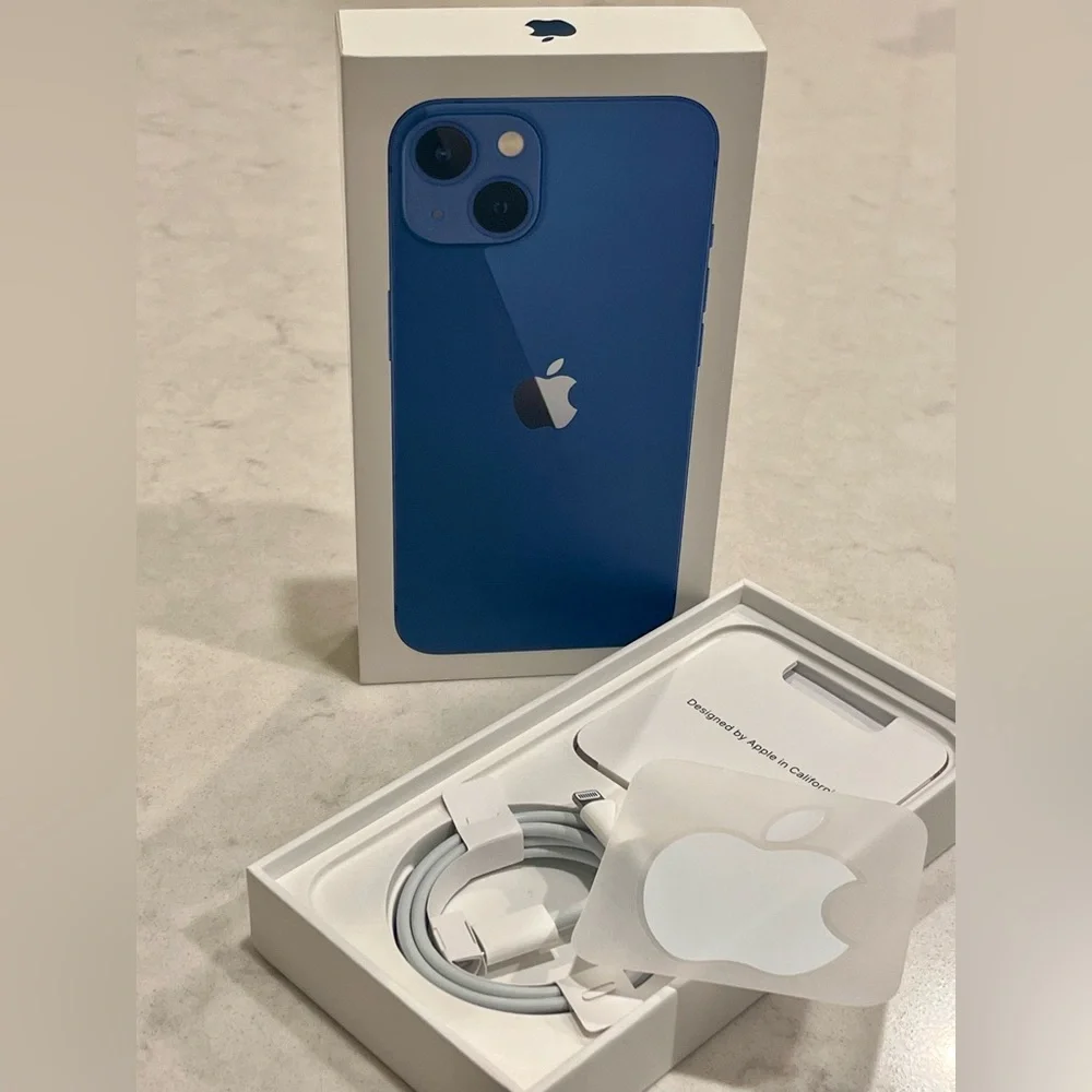 Apple iPhone 13 Gift Box and Original Charging Cord - Blue